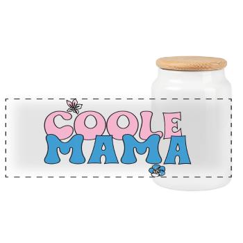 Maman cool - Boîte à biscuits avec couvercle en bois - blanc - Devant