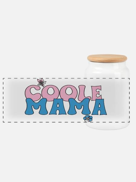 Coole Mama - Panorama Keksdose mit Holzdeckel - Weiß