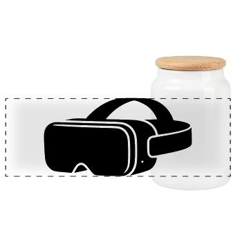 VR Brille Headset Icon - Panorama Keksdose mit Holzdeckel - Weiß - Vorne