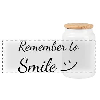 Remember to Smile - Panoramic Cookie Jar with Wooden Lid - white - Front