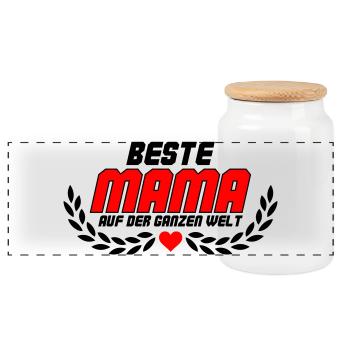 Meilleure maman du monde - Boîte à biscuits avec couvercle en bois - blanc - Devant