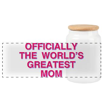 Officiellement le plus grand cadeau de maman du monde - Boîte à biscuits avec couvercle en bois - blanc - Devant
