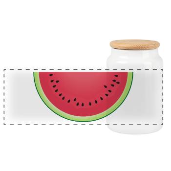 Juicy Watermelon Slice - Panoramic Cookie Jar with Wooden Lid - white - Front