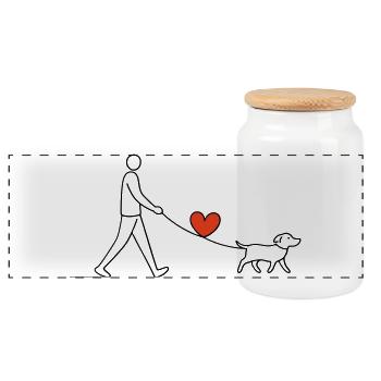 Herzspaziergang Hund Liebe Herz Liebe Tierliebe - Panorama Keksdose mit Holzdeckel - Weiß - Vorne