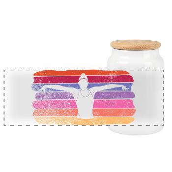 Artistic Swim Team Synchronized Swimming - Panoramic Cookie Jar with Wooden Lid - white - Front
