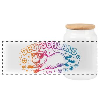 Deutschland Fussball Capybara - Panorama Keksdose mit Holzdeckel - Weiß - Vorne