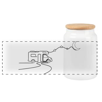 Étoiles de camping-car lune - Boîte à biscuits avec couvercle en bois - blanc - Devant