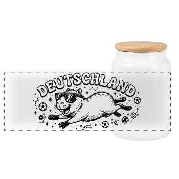 Deutschland Capybara - Panorama Keksdose mit Holzdeckel - Weiß - Vorne
