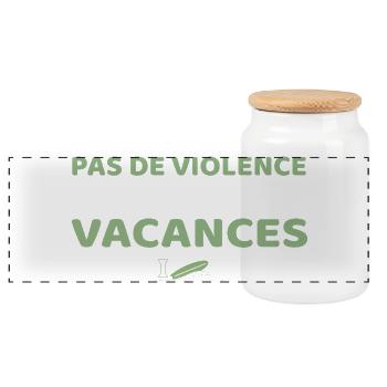 Pas de violence, c'est les vacances - Ygor - Boîte à biscuits avec couvercle en bois - blanc - Devant