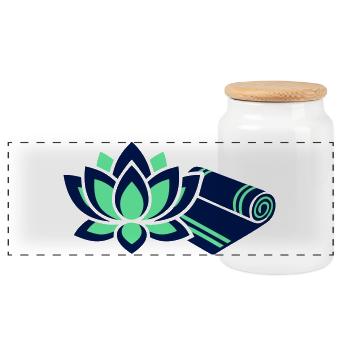 Icône du tapis de yoga en fleur de lotus - Boîte à biscuits avec couvercle en bois - blanc - Devant