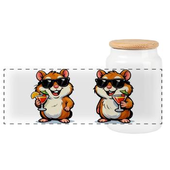 Sonnenhamster Cocktails - Panorama Keksdose mit Holzdeckel - Weiß - Vorne