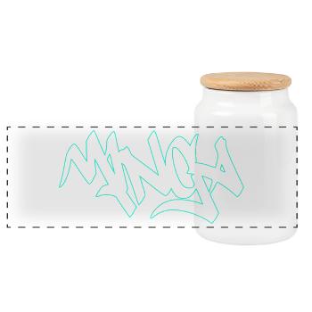 Graffiti Mibga Neon Schriftzug - Panorama Keksdose mit Holzdeckel - Weiß - Vorne