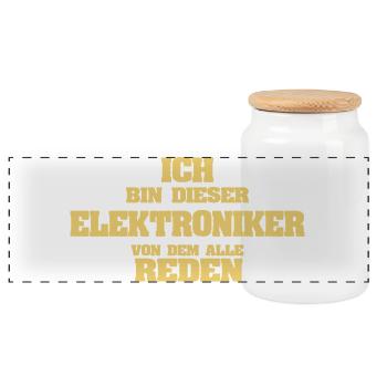 Arbeit Elektroniker - Panorama Keksdose mit Holzdeckel - Weiß - Vorne
