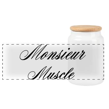 Monsieur Muscle Humour Sport - Boîte à biscuits avec couvercle en bois - blanc - Devant