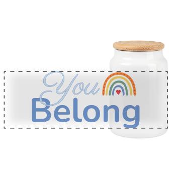 You Belong Regenbogen Herz Design blau - Panorama Keksdose mit Holzdeckel - Weiß - Vorne