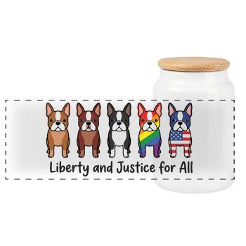Mois de la fierté LGBTQ avec la liberté et la justice pour tous - Boîte à biscuits avec couvercle en bois - blanc - Devant