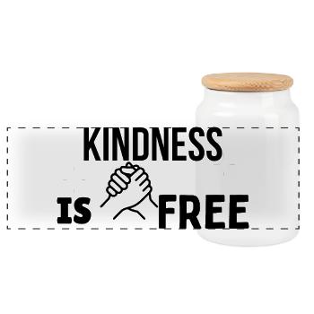 La gentillesse est gratuite – Minimal Handshake Typographie T- - Boîte à biscuits avec couvercle en bois - blanc - Devant