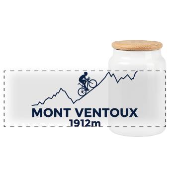 Mont Ventoux Elevation Profile Tee - Panoramic Cookie Jar with Wooden Lid - white - Front