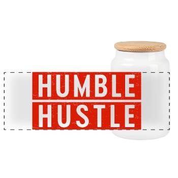 Humble Hustle Entrepreneur Businessman Businesswom - Panoramic Cookie Jar with Wooden Lid - white - Front