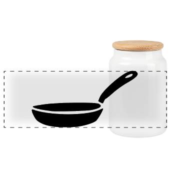 Pan Pot Cooking Icon Gift Chef - Panoramic Cookie Jar with Wooden Lid - white - Front