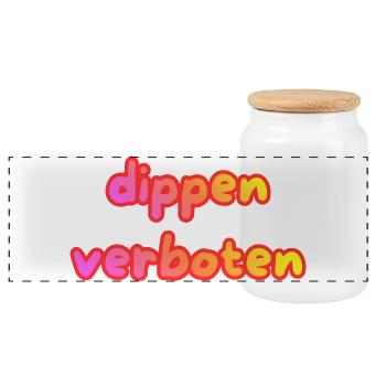 dippen verboten - Panorama Keksdose mit Holzdeckel - Weiß - Vorne