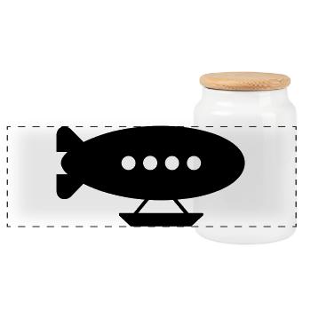 Airship - Panoramic Cookie Jar with Wooden Lid - white - Front