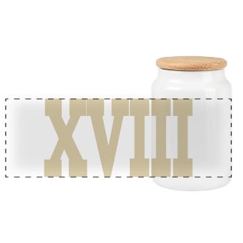Roman numerals - Panoramic Cookie Jar with Wooden Lid - white - Front