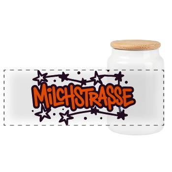 Milky Way Graffiti Logo - Panoramic Cookie Jar with Wooden Lid - white - Front