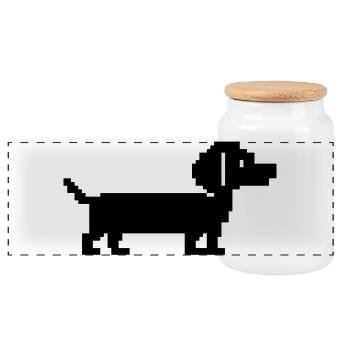 Teckel Teckel Pixel Art rétro - Boîte à biscuits avec couvercle en bois - blanc - Devant