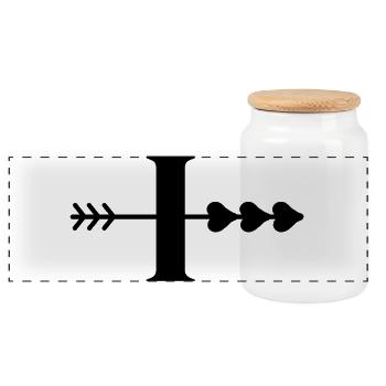 Lettre i flèche cœur - Boîte à biscuits avec couvercle en bois - blanc - Devant