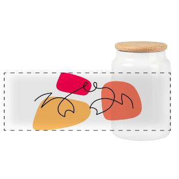 Lineart crab with color background - Panoramic Cookie Jar with Wooden Lid - white - Front