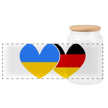 Ukraine Deutschland Freundschaft  - Panorama Keksdose mit Holzdeckel - Weiß - Vorne