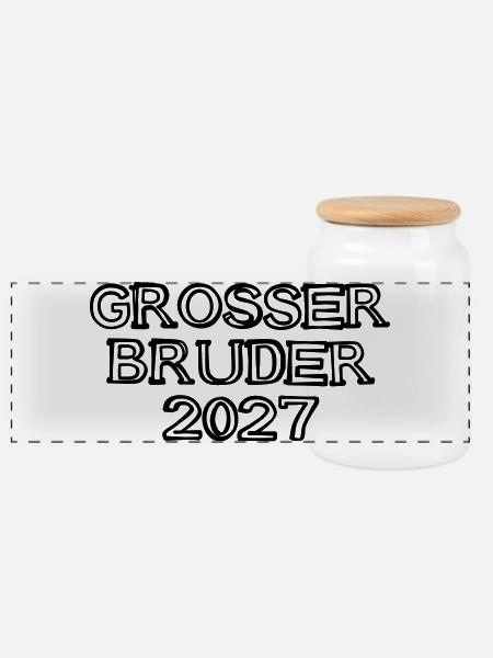 Großer Bruder 2027 Schriftzug handgezeichnet - Panorama Keksdose mit Holzdeckel - Weiß