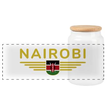 Nairobi Fans: T-Shirt für Kenia-Liebhaber - Panorama Keksdose mit Holzdeckel - Weiß - Vorne