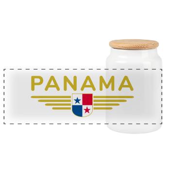 Panama T-Shirt Design - Panorama Keksdose mit Holzdeckel - Weiß - Vorne