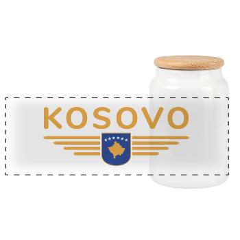 Conception du t-shirt Kosovo Fan - Boîte à biscuits avec couvercle en bois - blanc - Devant