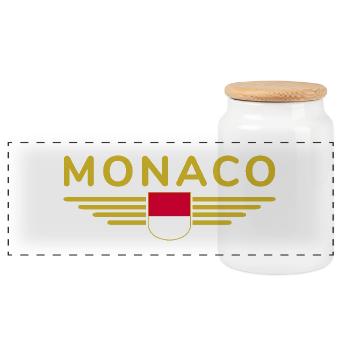 Monaco Design – Style for fans of the Principality - Panoramic Cookie Jar with Wooden Lid - white - Front