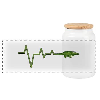 Pouls de crocodile sur ECG au néon - Boîte à biscuits avec couvercle en bois - blanc - Devant