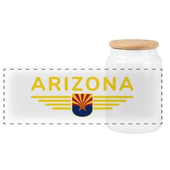 Arizona Fan T-Shirt – Desert Style - Panoramic Cookie Jar with Wooden Lid - white - Front