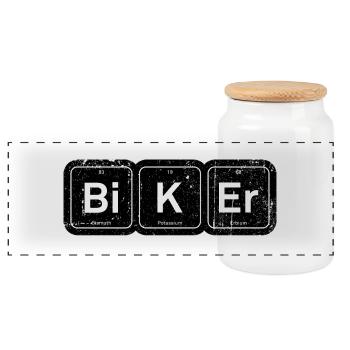 Biker Elements: Periodic Tee - Panoramic Cookie Jar with Wooden Lid - white - Front