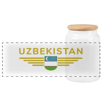 T-shirt de l’Ouzbékistan – Fierté et culture - Boîte à biscuits avec couvercle en bois - blanc - Devant