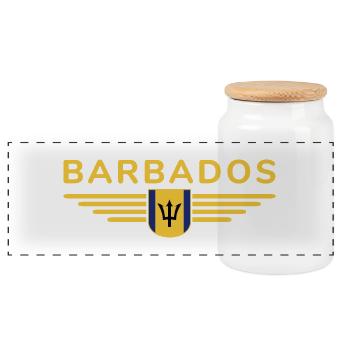 Barbados T-Shirt: Pure Caribbean feeling - Panoramic Cookie Jar with Wooden Lid - white - Front