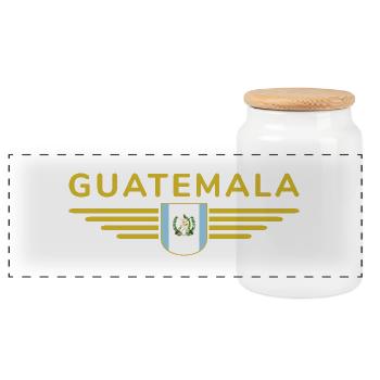 I Love Guatemala, Style Design T-Shirt - Panoramic Cookie Jar with Wooden Lid - white - Front