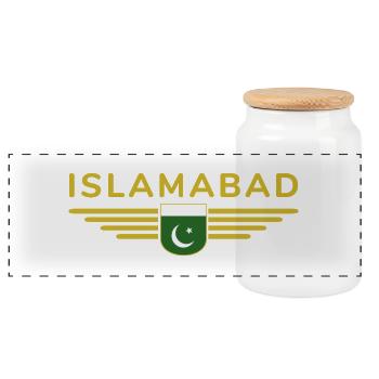 Islamabad Design – Capital City Style - Panoramic Cookie Jar with Wooden Lid - white - Front