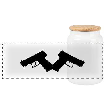 gun2_2_mal6 - Panorama Keksdose mit Holzdeckel - Weiß - Vorne