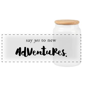 Say YES to adventures - Panorama Keksdose mit Holzdeckel - Weiß - Vorne