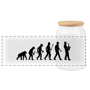 JAZZ THEORY OF EVOLUTION SHIRT! - Panoramic Cookie Jar with Wooden Lid - white - Front