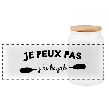 Je peux pas, j'ai kayak - Boîte à biscuits avec couvercle en bois - blanc - Devant