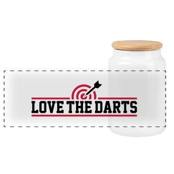Love The Darts - Panorama Keksdose mit Holzdeckel - Weiß - Vorne