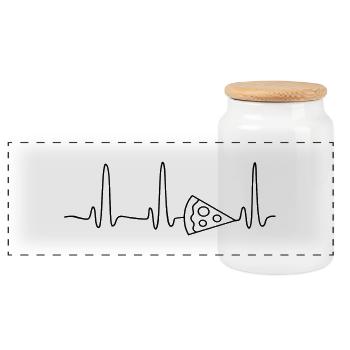 ECG HERZINIE PIZZA black - Panoramic Cookie Jar with Wooden Lid - white - Front